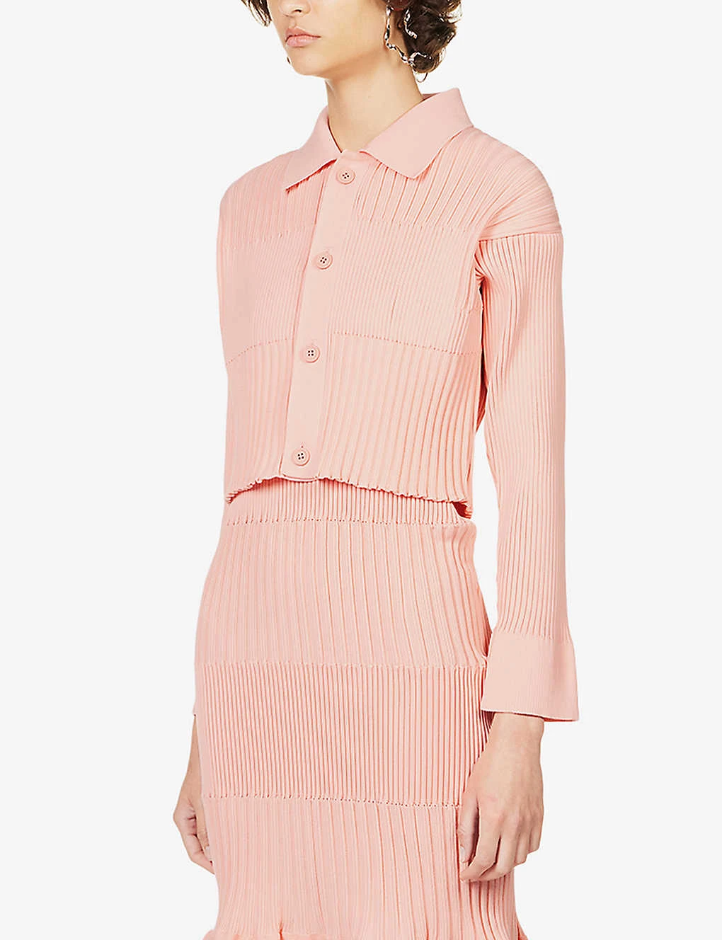 Fluted Cropped Recycled-polyester Cardigan - Image 3