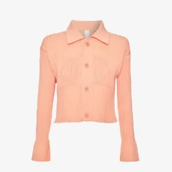 Fluted Cropped Recycled-polyester Cardigan