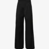 Structured-waist Pleated Wide-leg Low-rise Wool Trousers