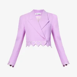 Heart Crystal-embellished Cropped Wool Blazer