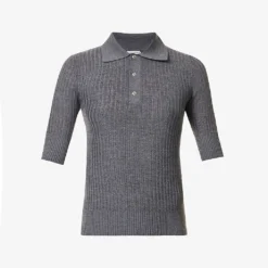 Bottega Veneta Rib Silver-toned Hardware Wool Polo Shirt