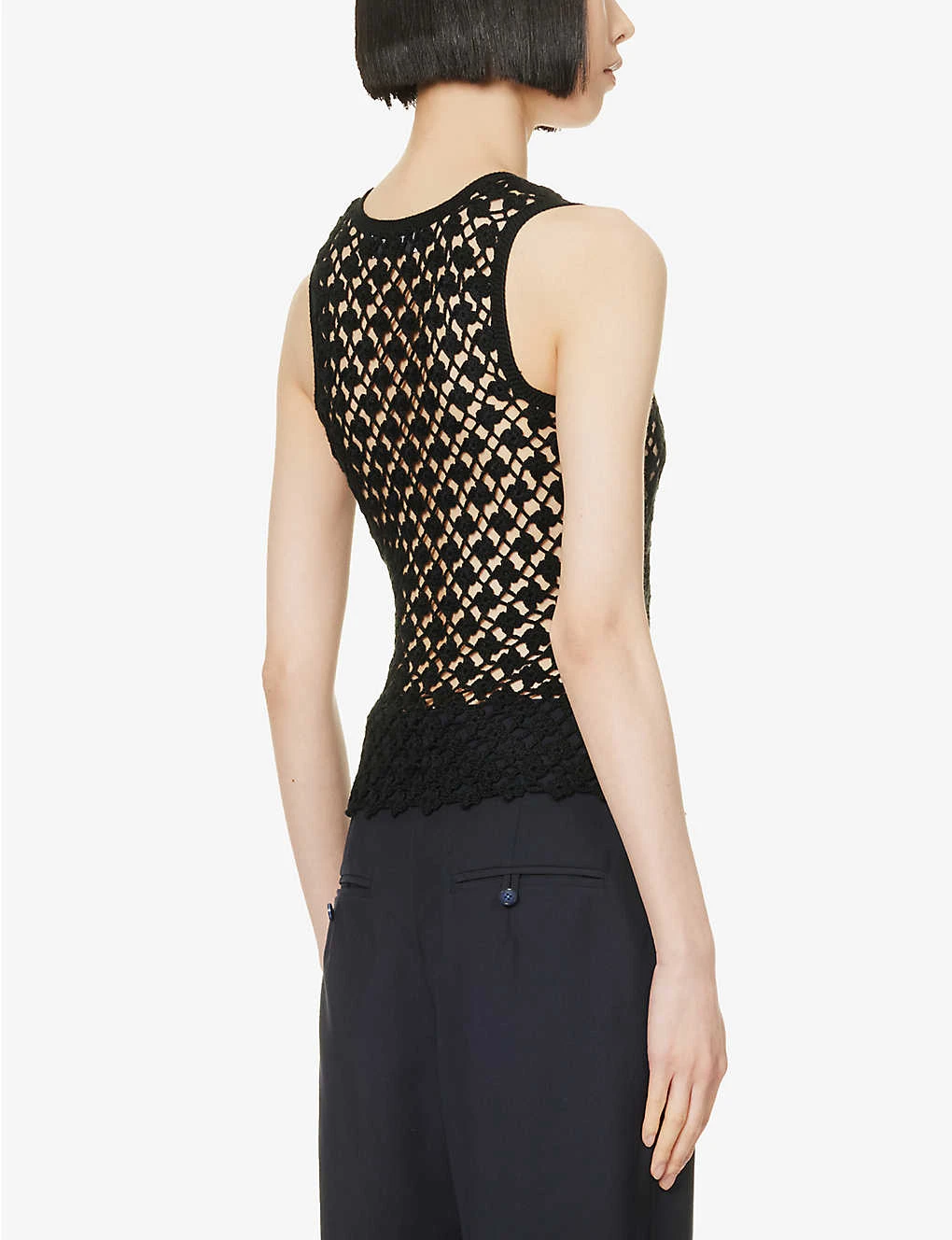 Scallop-trim Semi-sheer Knitted Top - Image 4