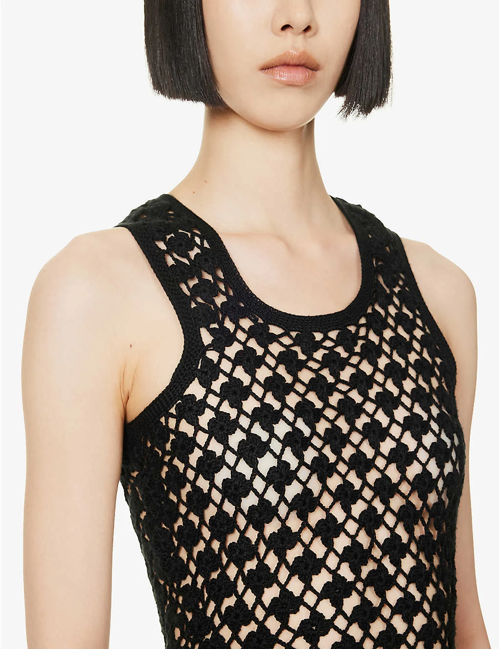 Scallop-trim Semi-sheer Knitted Top - Image 5