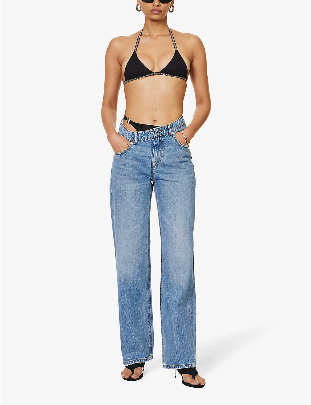 ALEXANDER WANG Asymmetrical-waist Straight-leg Low-rise Jeans - Image 2