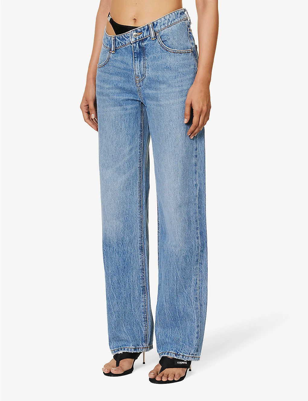 ALEXANDER WANG Asymmetrical-waist Straight-leg Low-rise Jeans - Image 3