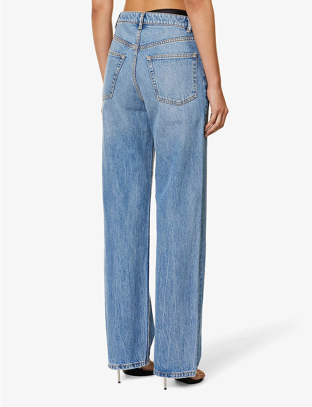 ALEXANDER WANG Asymmetrical-waist Straight-leg Low-rise Jeans - Image 4