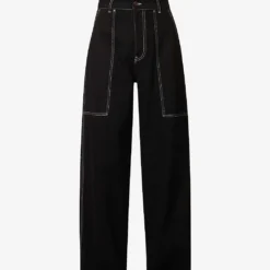 STELLA MCCARTNEY Workwear Contrast-stitch Wide-leg Mid-rise Jeans