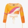 Pompelmo Colour-blocked Cropped Relaxed-fit Cotton-blend Knitted Top