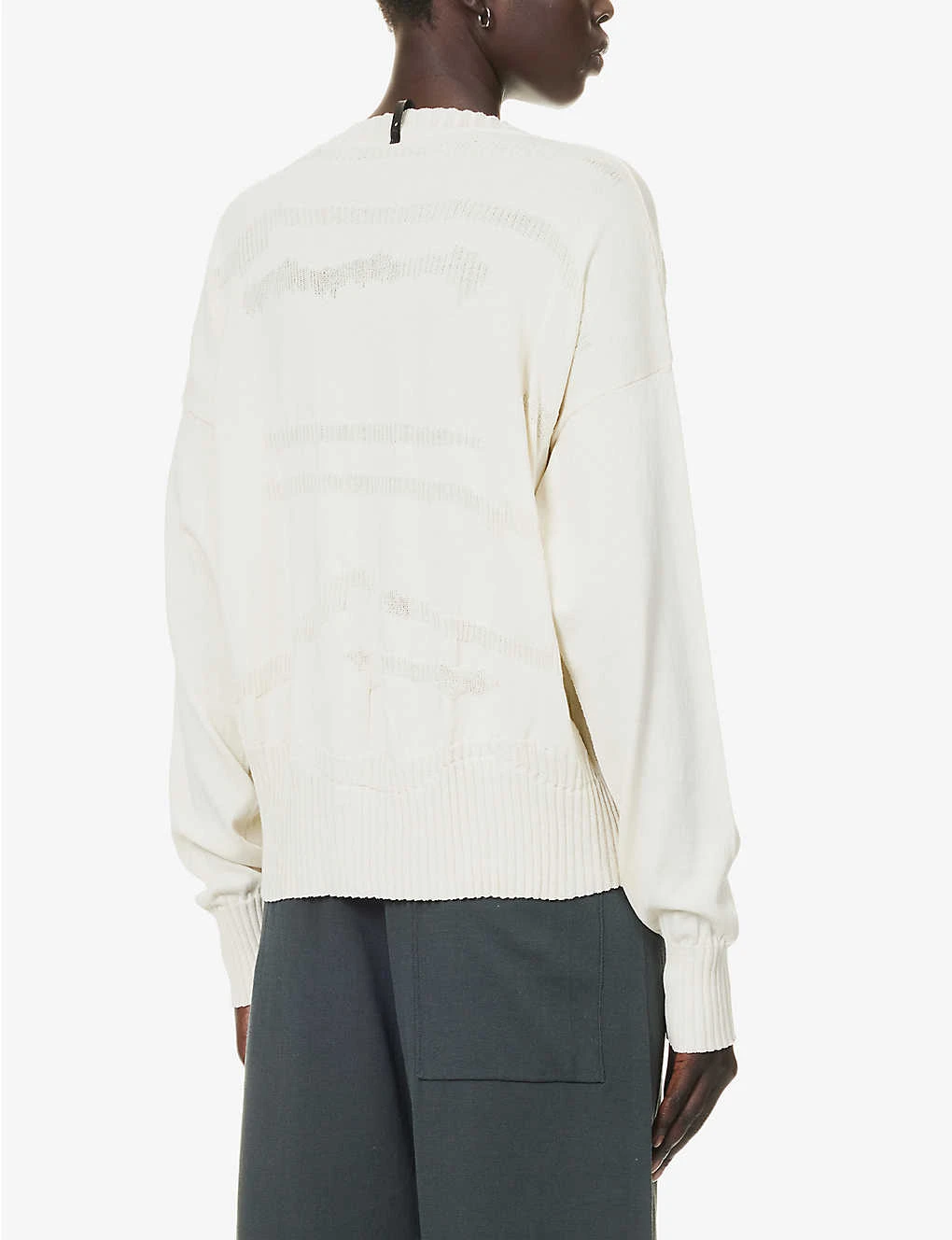 V-neck Patch-pocket Cotton Knitted Cardigan - Image 4