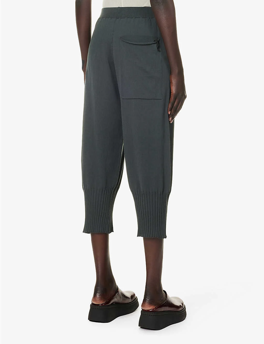 Mid-rise Tapered-leg Cotton Knitted Trousers - Image 4