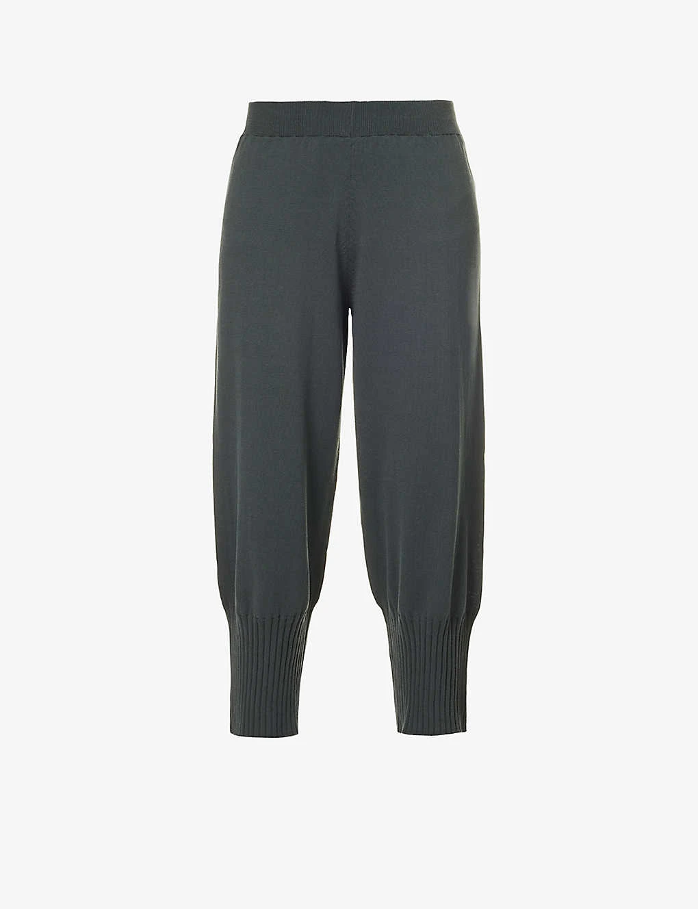 Mid-rise Tapered-leg Cotton Knitted Trousers