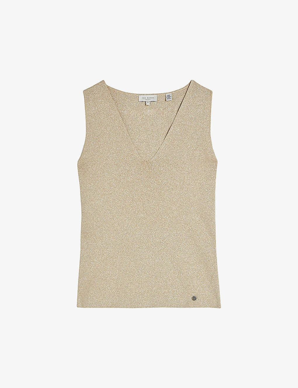 Ted Baker Metallic-thread Round-neck Stretch-knit Vest Top