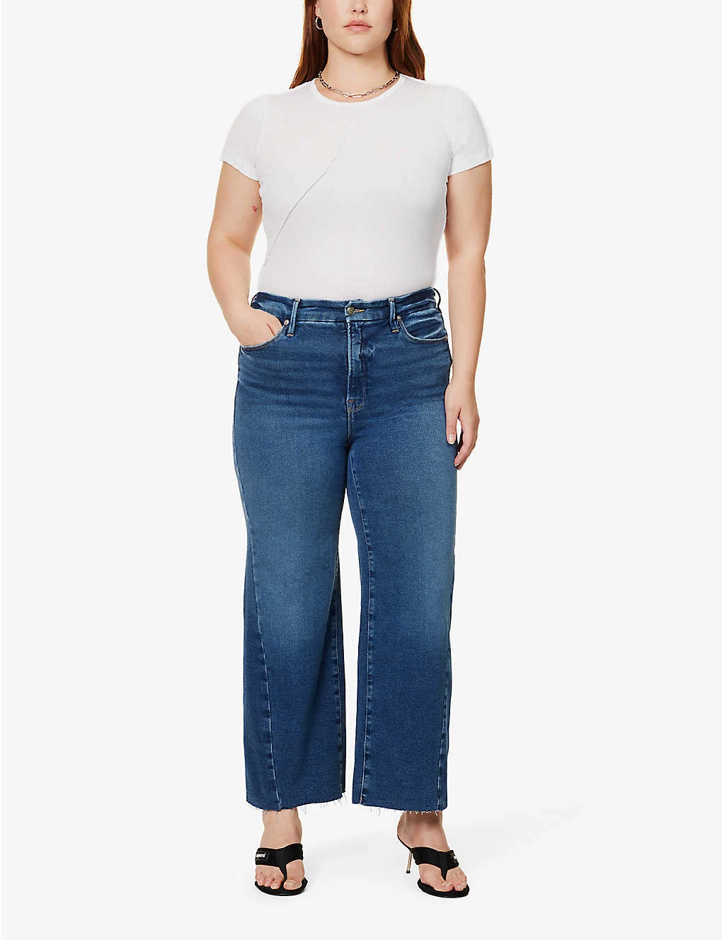 GOOD AMERICAN Good Waist Palazzo Contrast-stitch Wide-leg Mid-rise Stretch-denim Jeans - Image 2