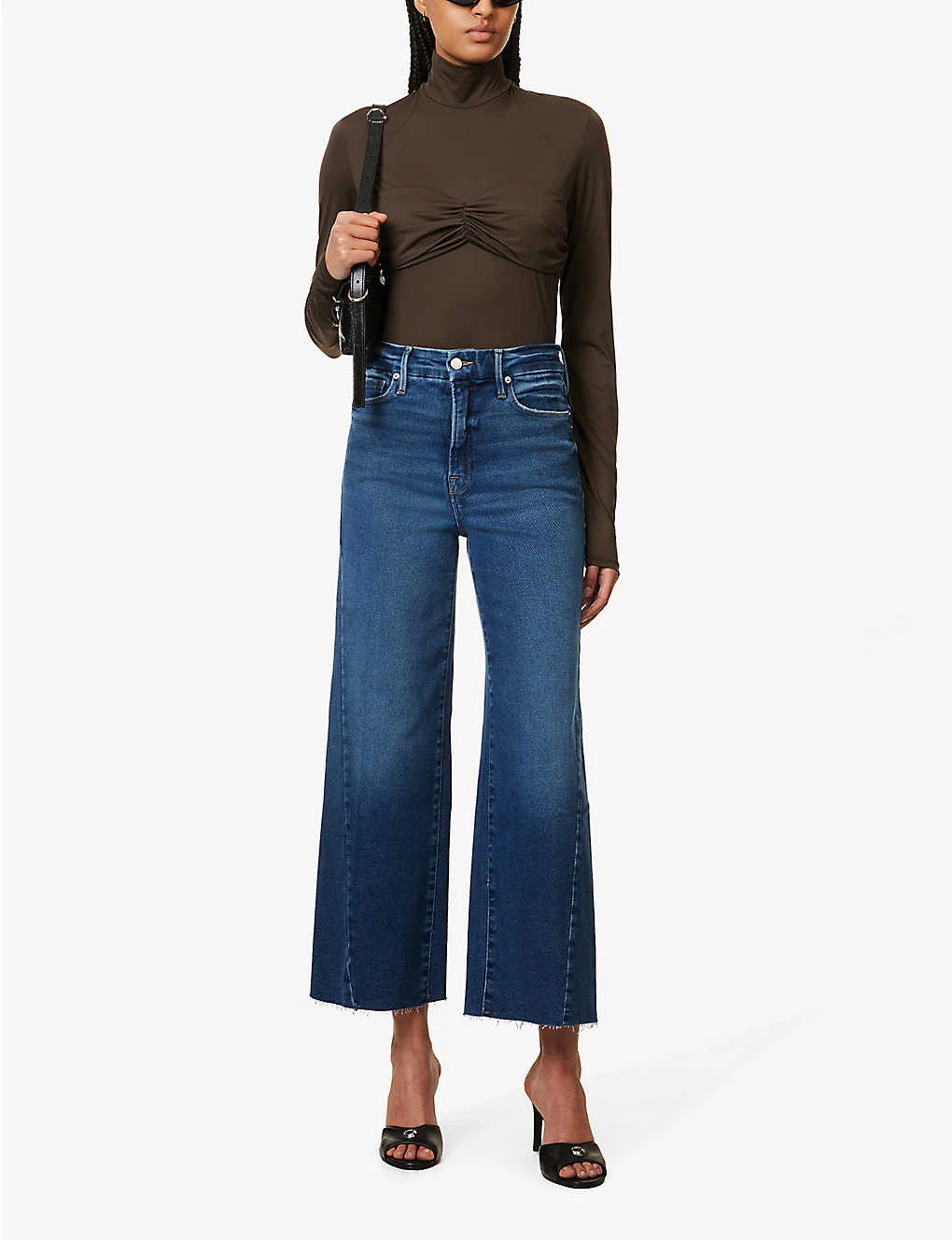 GOOD AMERICAN Good Waist Palazzo Contrast-stitch Wide-leg Mid-rise Stretch-denim Jeans - Image 3