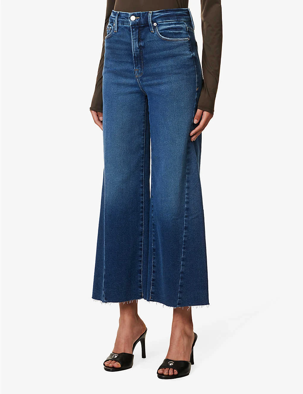 GOOD AMERICAN Good Waist Palazzo Contrast-stitch Wide-leg Mid-rise Stretch-denim Jeans - Image 4