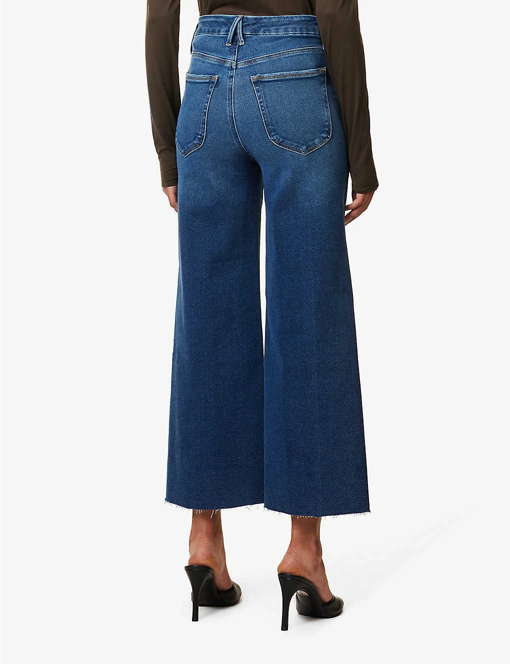GOOD AMERICAN Good Waist Palazzo Contrast-stitch Wide-leg Mid-rise Stretch-denim Jeans - Image 5