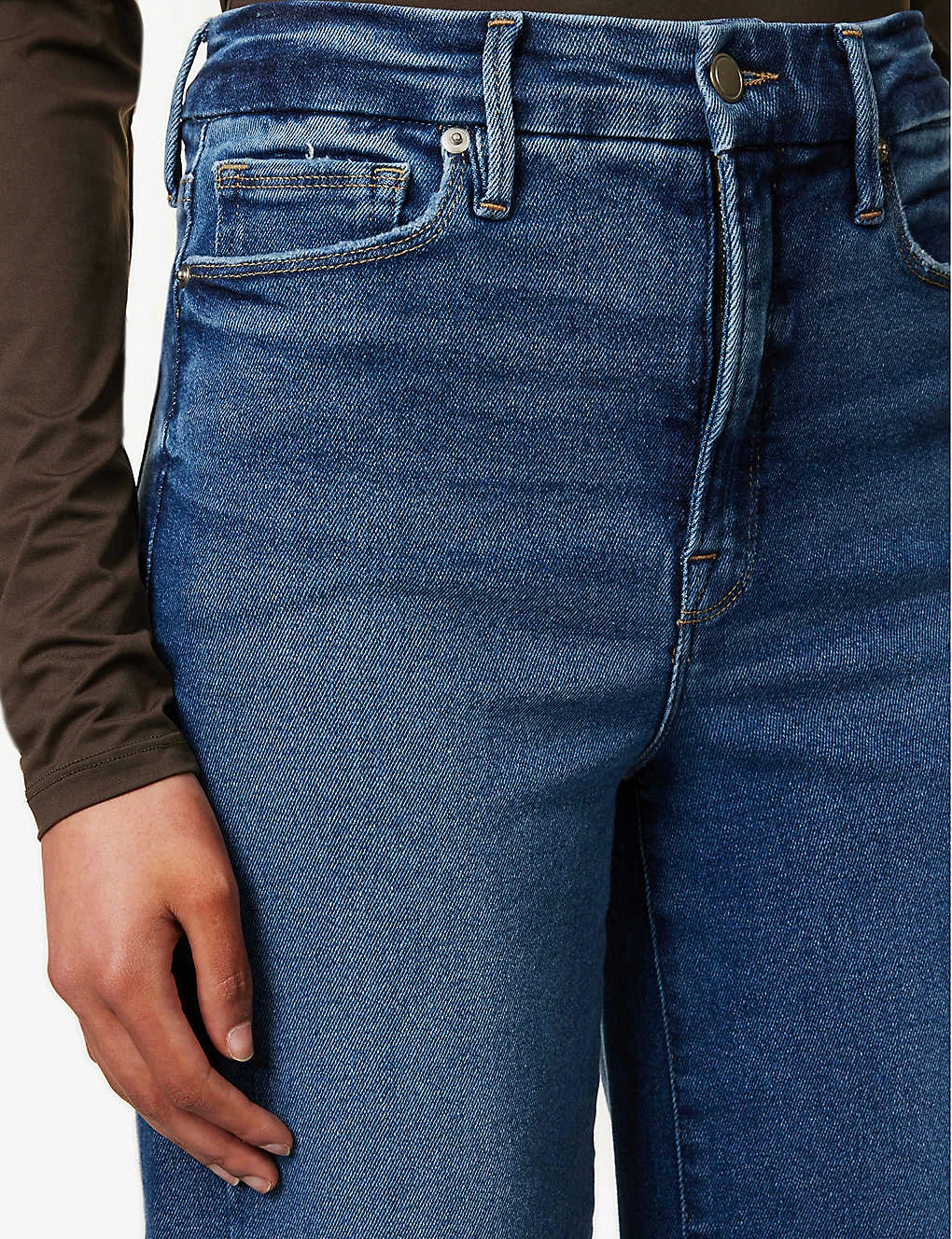 GOOD AMERICAN Good Waist Palazzo Contrast-stitch Wide-leg Mid-rise Stretch-denim Jeans - Image 6