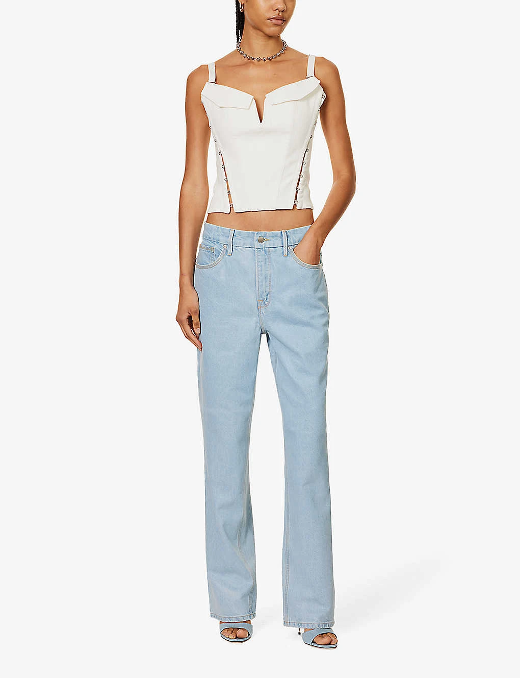 GOOD AMERICAN Good '90s Straight-leg Mi-rise Denim-blend Jeans - Image 3