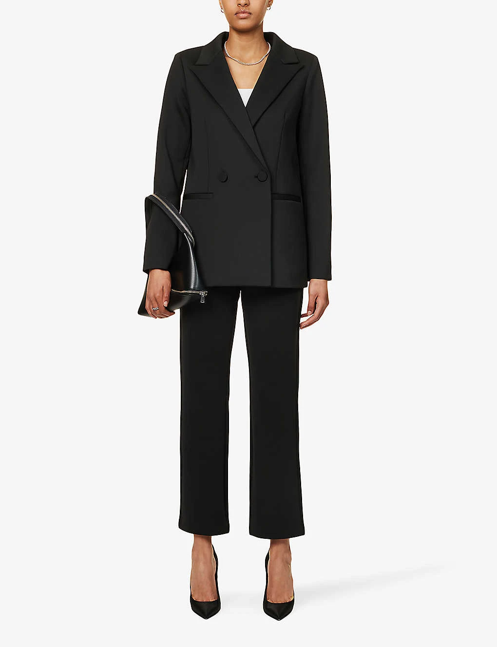 GOOD AMERICAN 2.0 Scuba Double-breasted Regular-fit Stretch-woven Blazer - Image 3