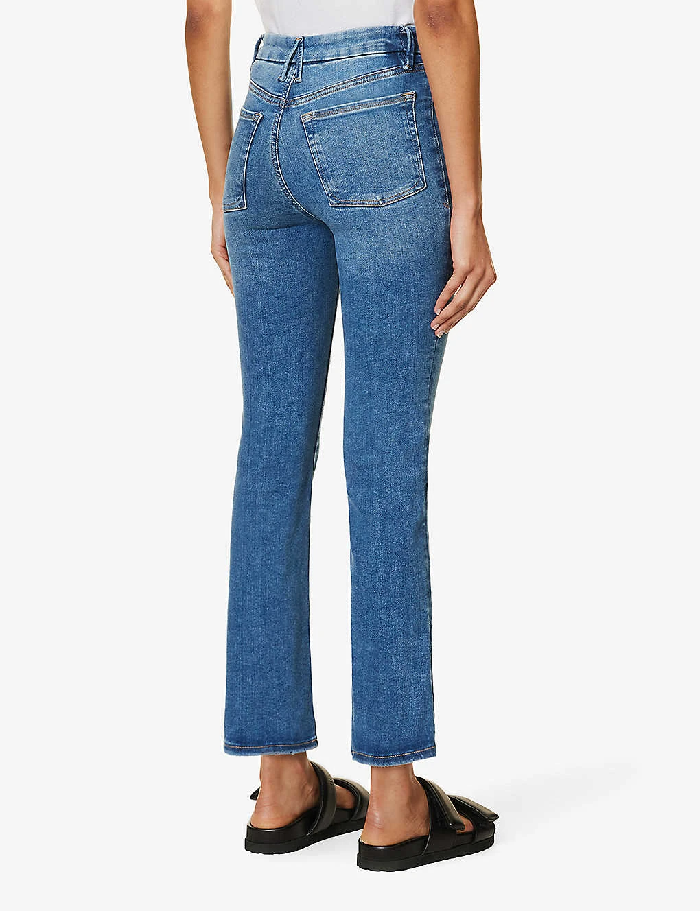 GOOD AMERICAN Pull On Straight Faded-wash Straight High-rise Stretch-denim Jeans - Image 5