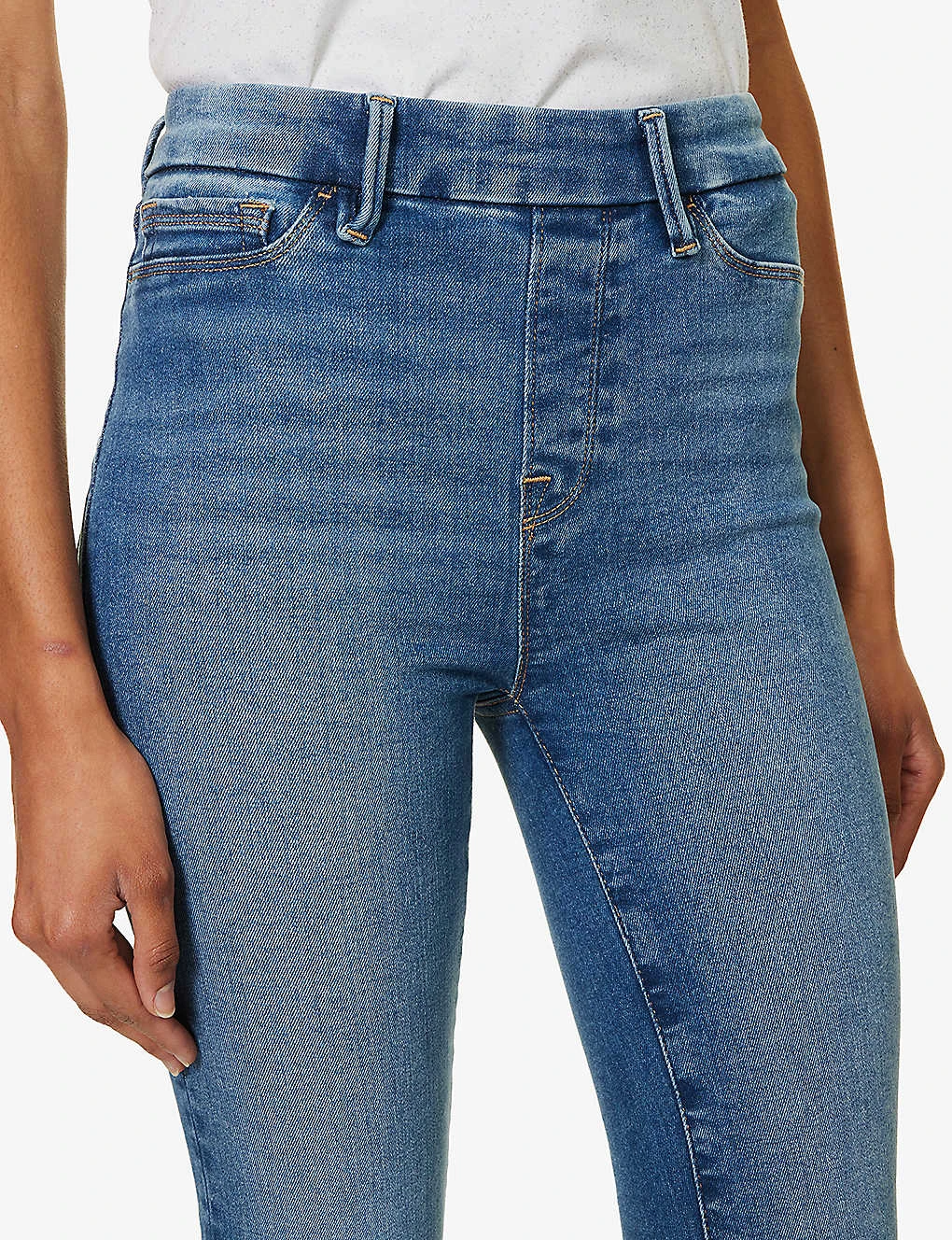 GOOD AMERICAN Pull On Straight Faded-wash Straight High-rise Stretch-denim Jeans - Image 6