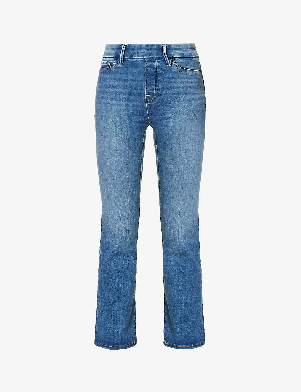 GOOD AMERICAN Pull On Straight Faded-wash Straight High-rise Stretch-denim Jeans