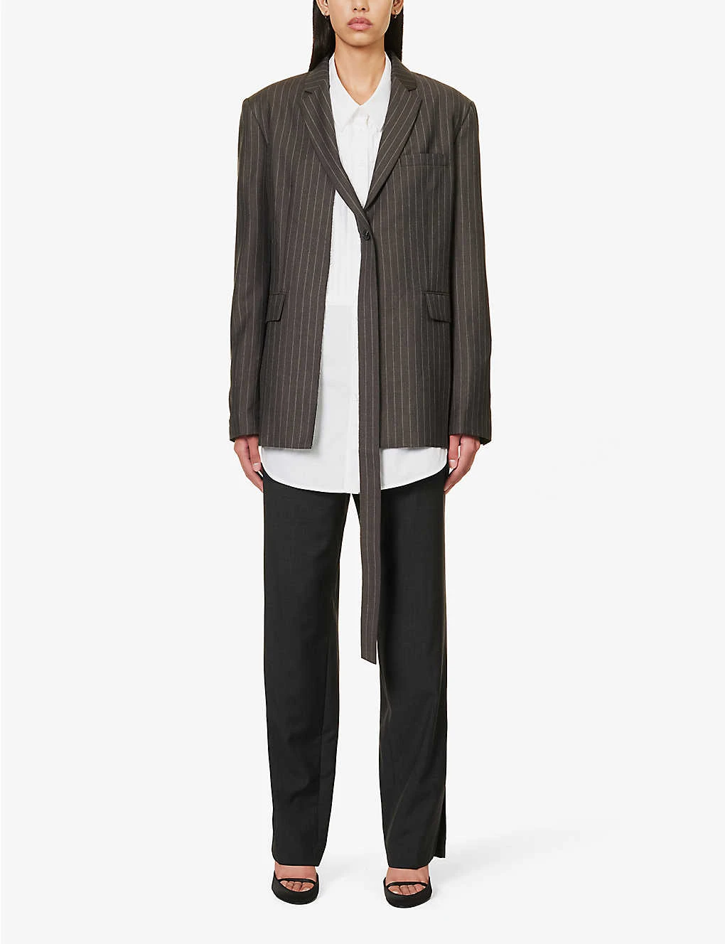 Andarak Pinstriped Deconstructed Wool And Silk-blend Blazer - Image 2