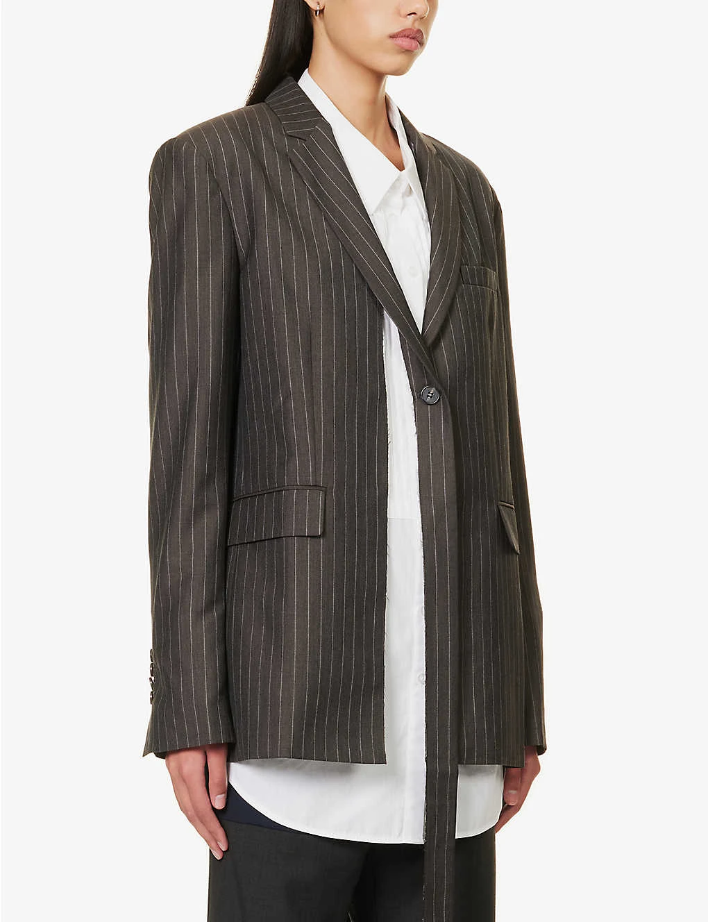 Andarak Pinstriped Deconstructed Wool And Silk-blend Blazer - Image 3