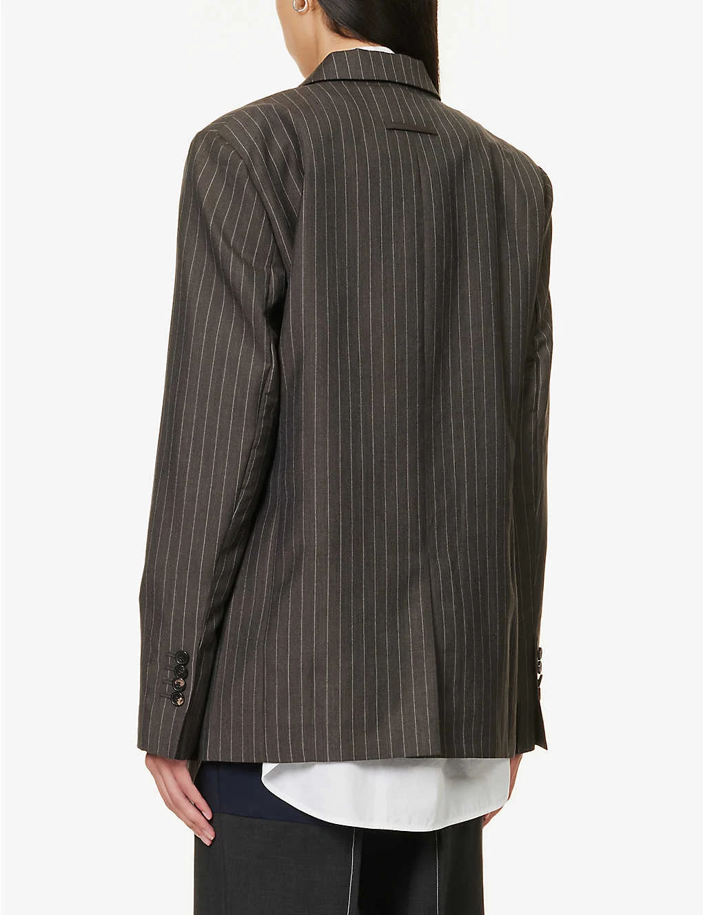 Andarak Pinstriped Deconstructed Wool And Silk-blend Blazer - Image 4