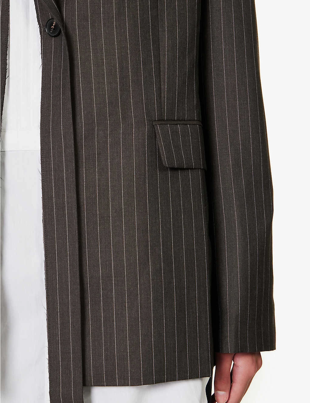 Andarak Pinstriped Deconstructed Wool And Silk-blend Blazer - Image 5