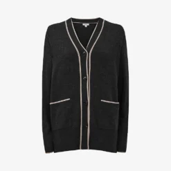 Reiss Carly V-neck Contrast-trim Wool-blend Cardigan