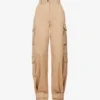 Valentino Flap-pocket Straight-leg High-rise Stretch-cotton Trousers