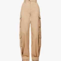 Valentino Flap-pocket Straight-leg High-rise Stretch-cotton Trousers