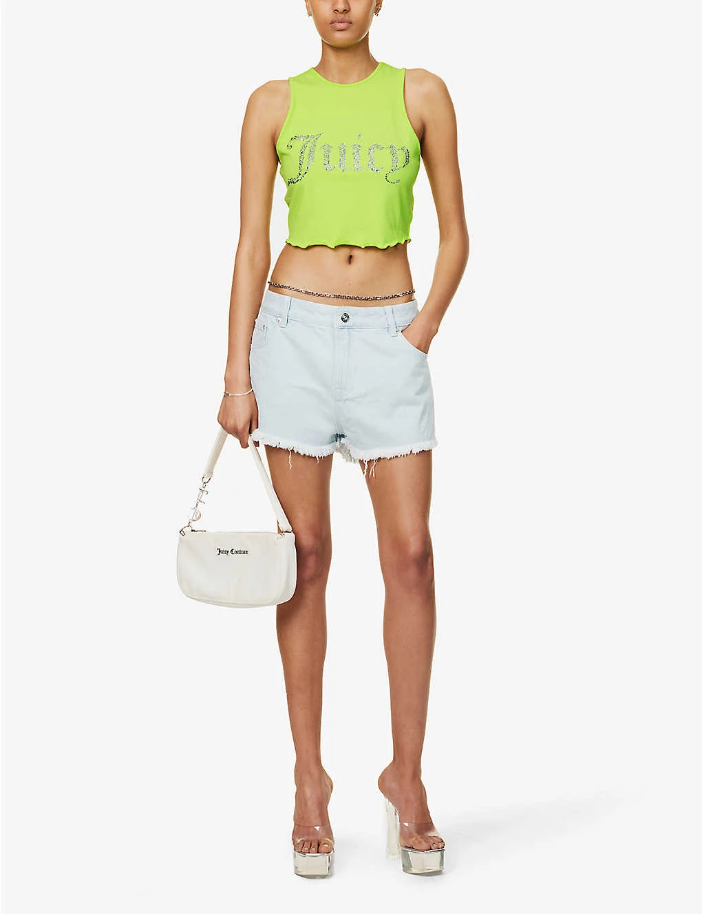 Juicy Couture Rhinestone-embellished Lettuce-hem Stretch-cotton Blend Top - Image 2