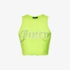 Juicy Couture Rhinestone-embellished Lettuce-hem Stretch-cotton Blend Top