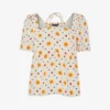 Whistles Flower Diamond Floral-print Tie-detail Woven Top