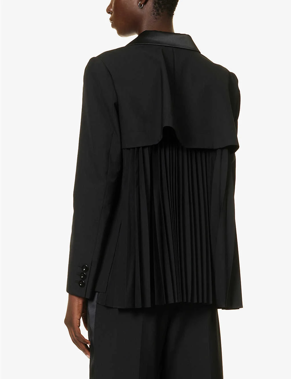 Sacai Double-breasted Pleated Woven Blazer - Image 4