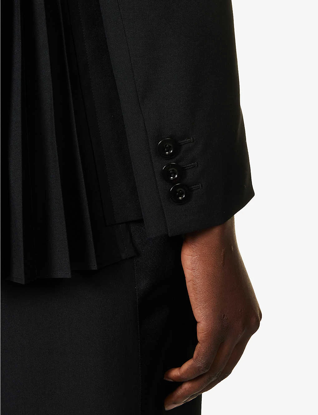 Sacai Double-breasted Pleated Woven Blazer - Image 5