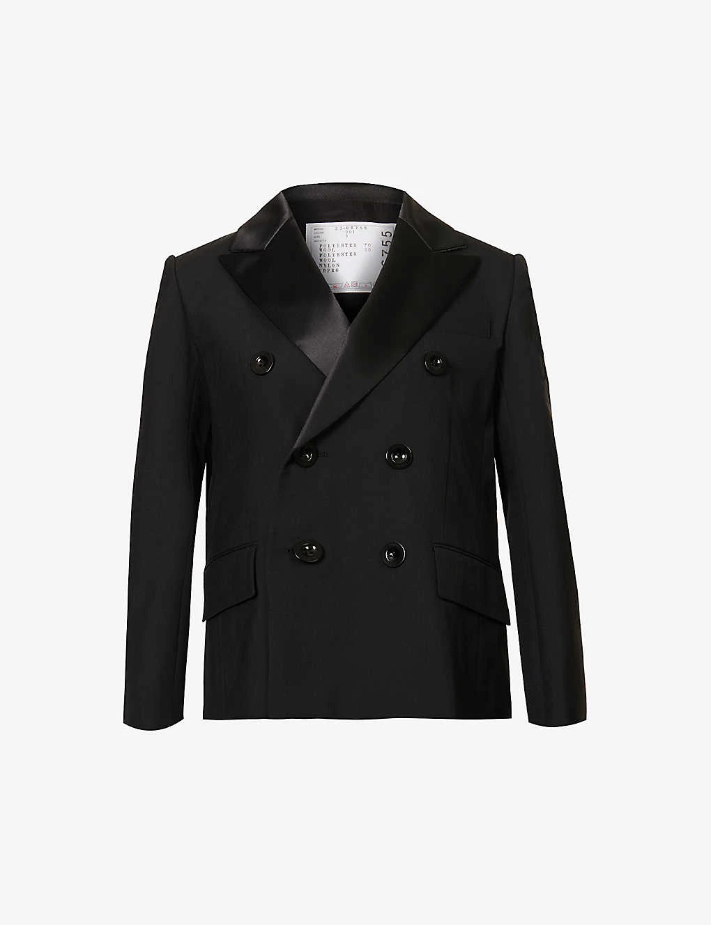 Sacai Double-breasted Pleated Woven Blazer