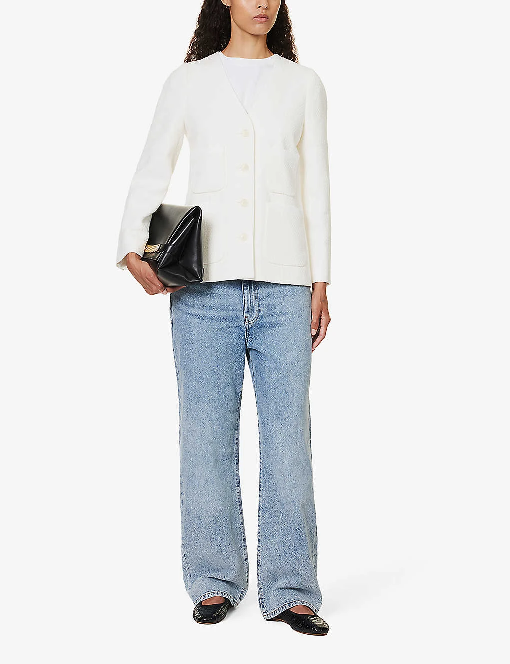 ME AND EM V-neck Stretch Cotton-blend Blazer - Image 2