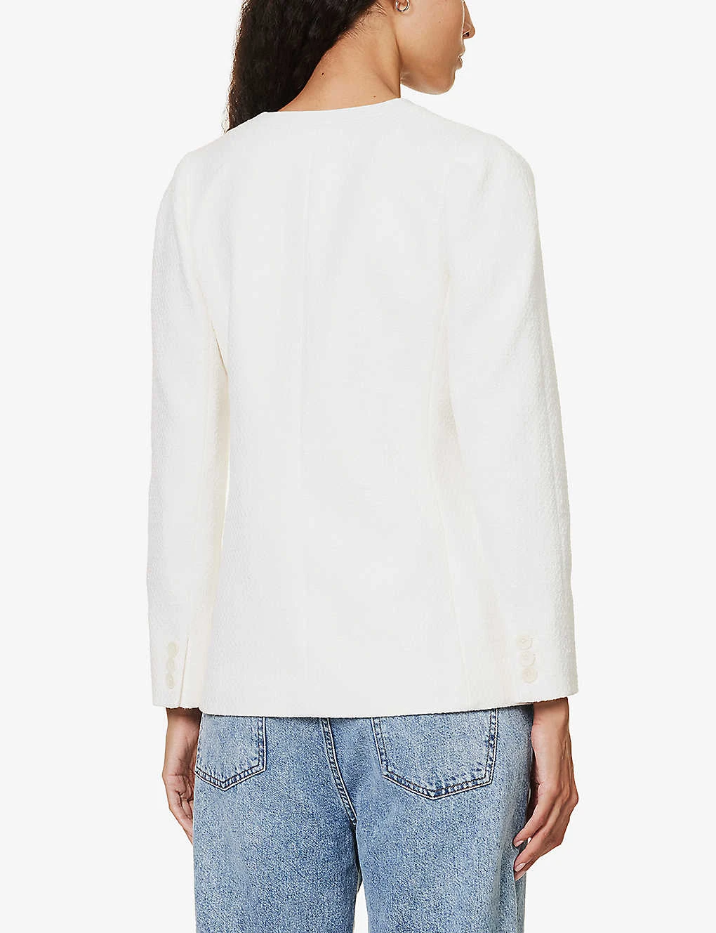 ME AND EM V-neck Stretch Cotton-blend Blazer - Image 4