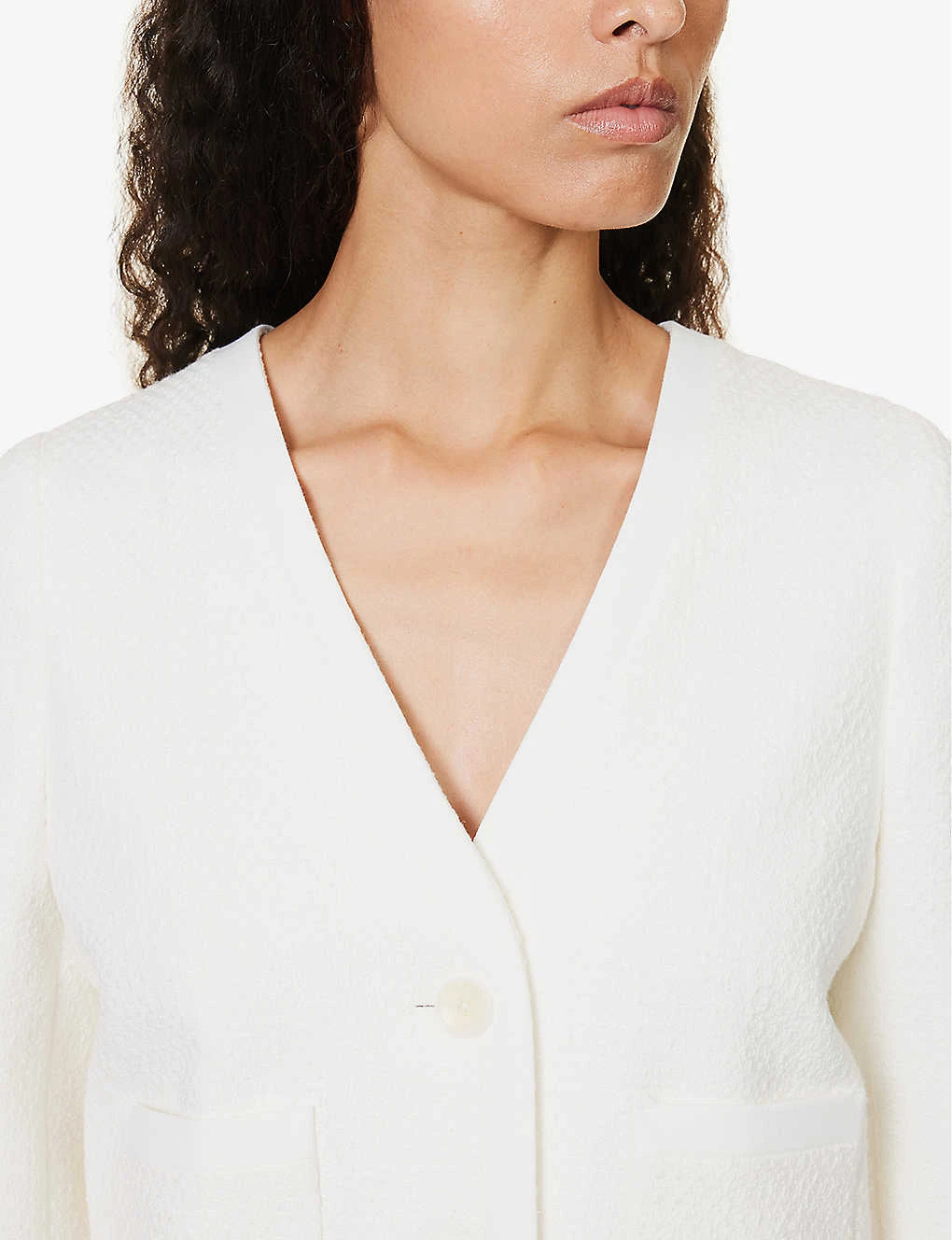 ME AND EM V-neck Stretch Cotton-blend Blazer - Image 5