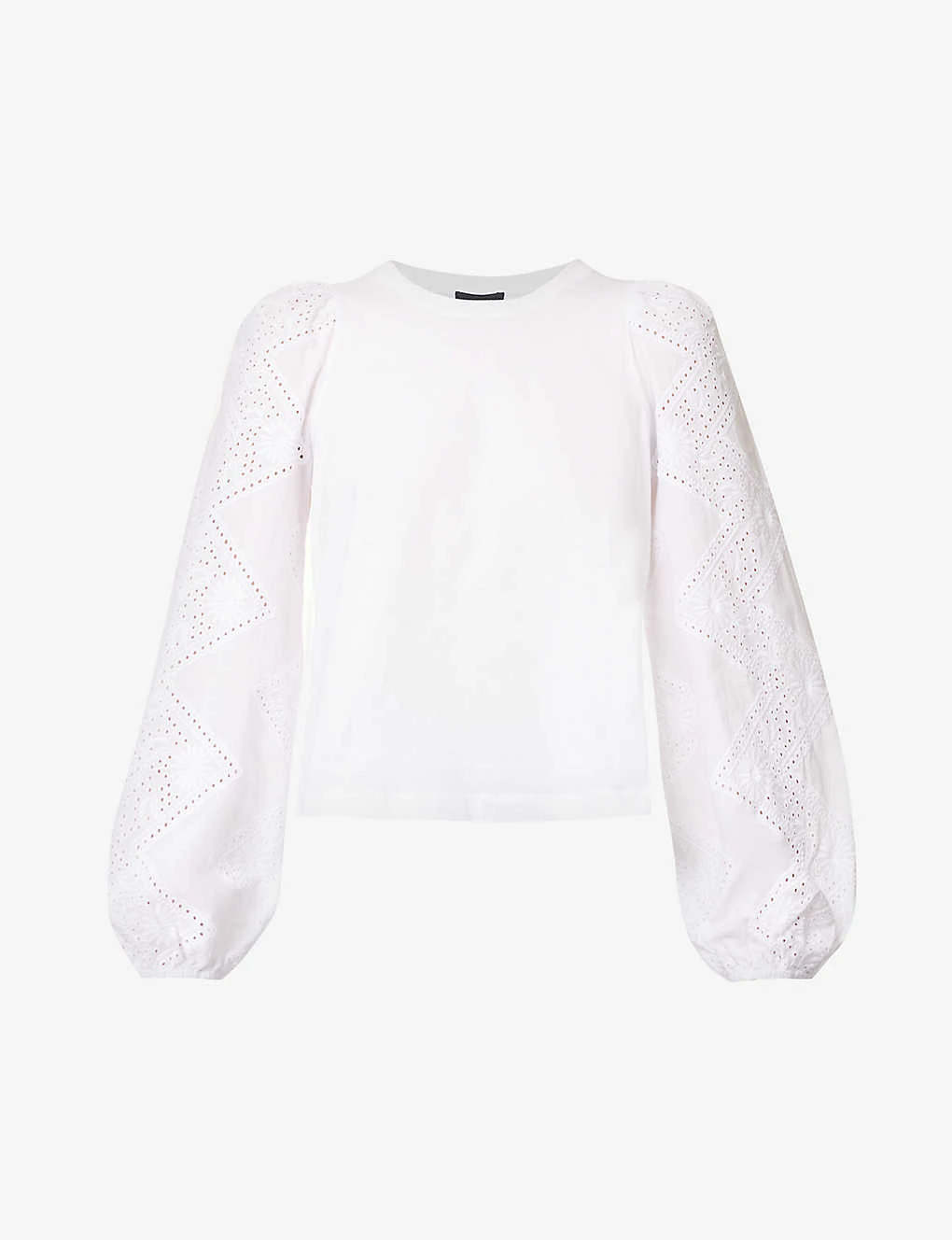 ME AND EM Round-neck Broderie-sleeved Cotton Top