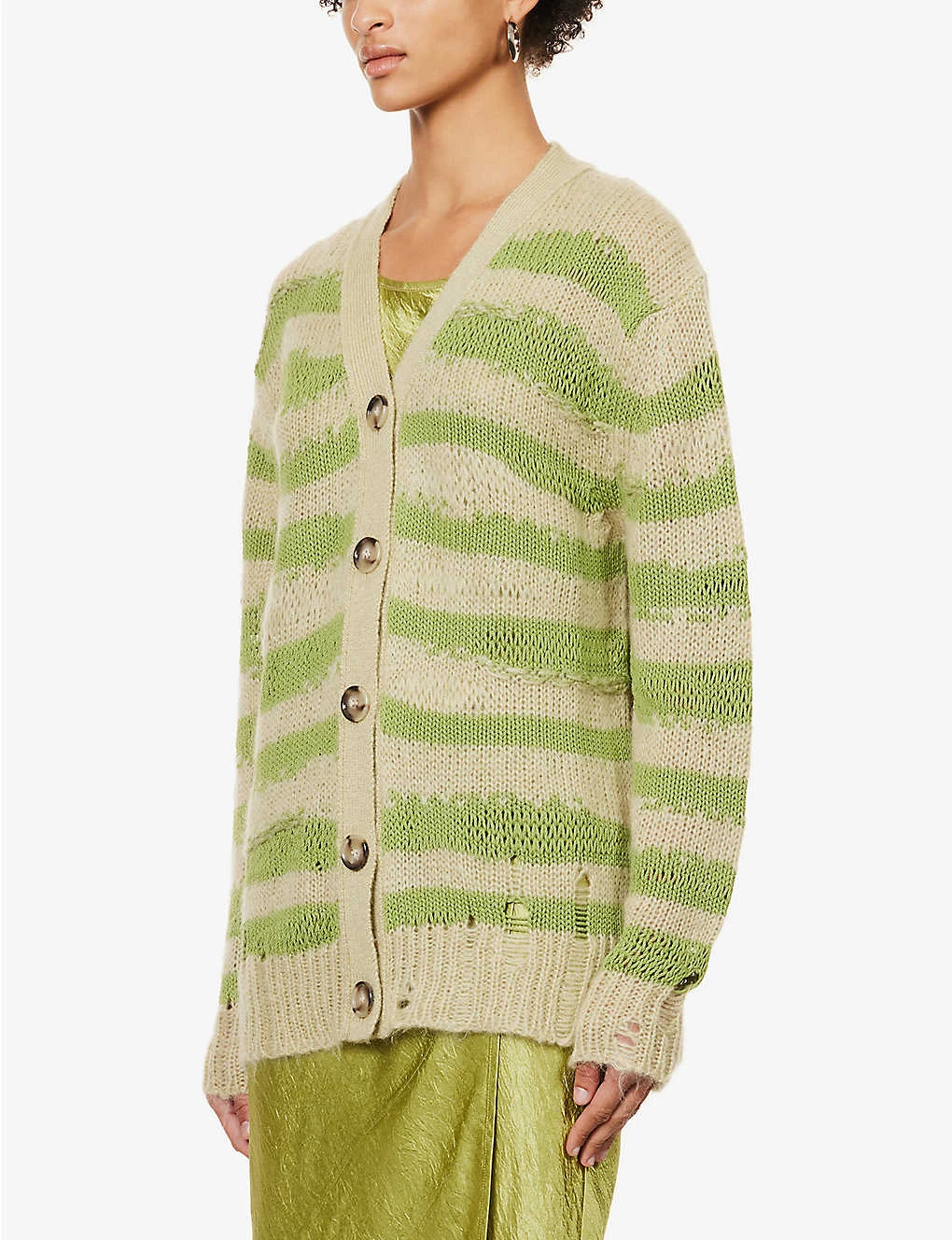 Acne Studios Koliva Distressed Striped Cardigan - Image 3