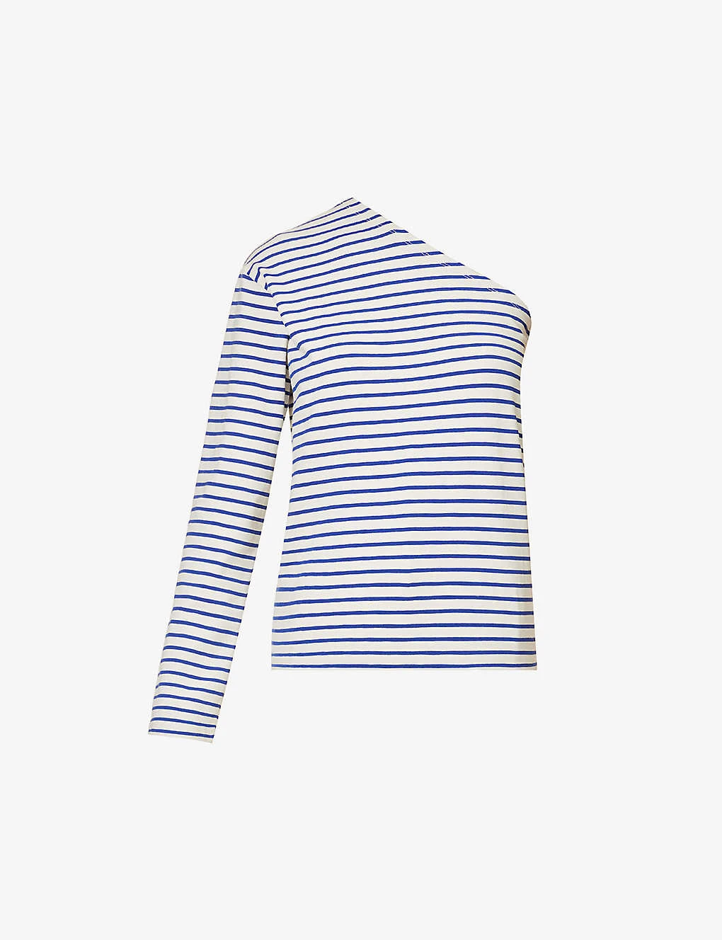 Jean Striped Asymmetric-neck Stretch-cotton Top