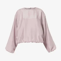 Dries Van Noten Balloon-sleeve Gathered-hem Silk Top