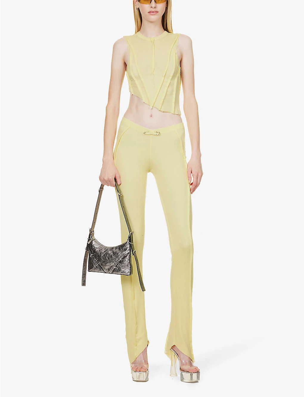 Asymmetric Sleeveless Stretch-woven Top - Image 2