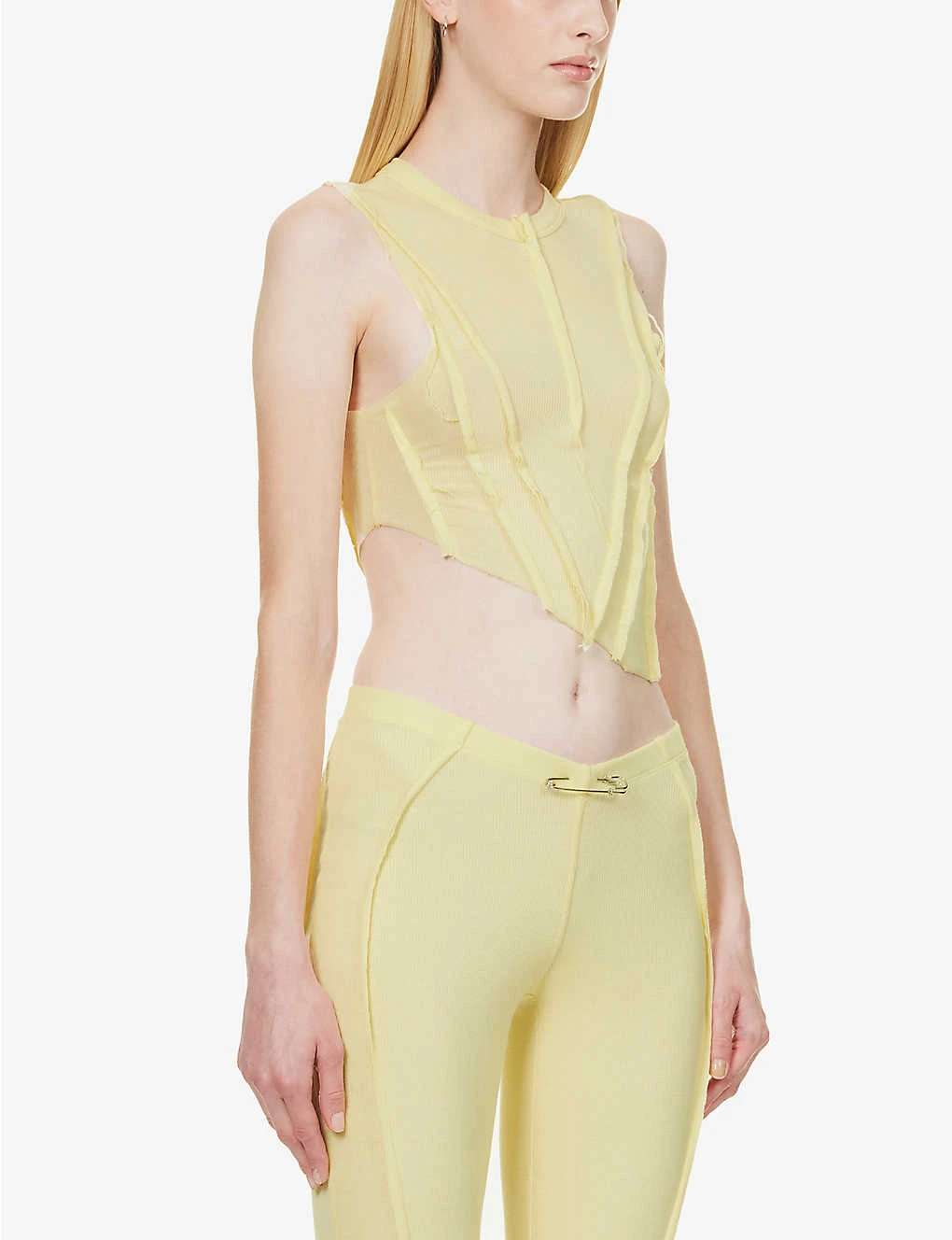 Asymmetric Sleeveless Stretch-woven Top - Image 3