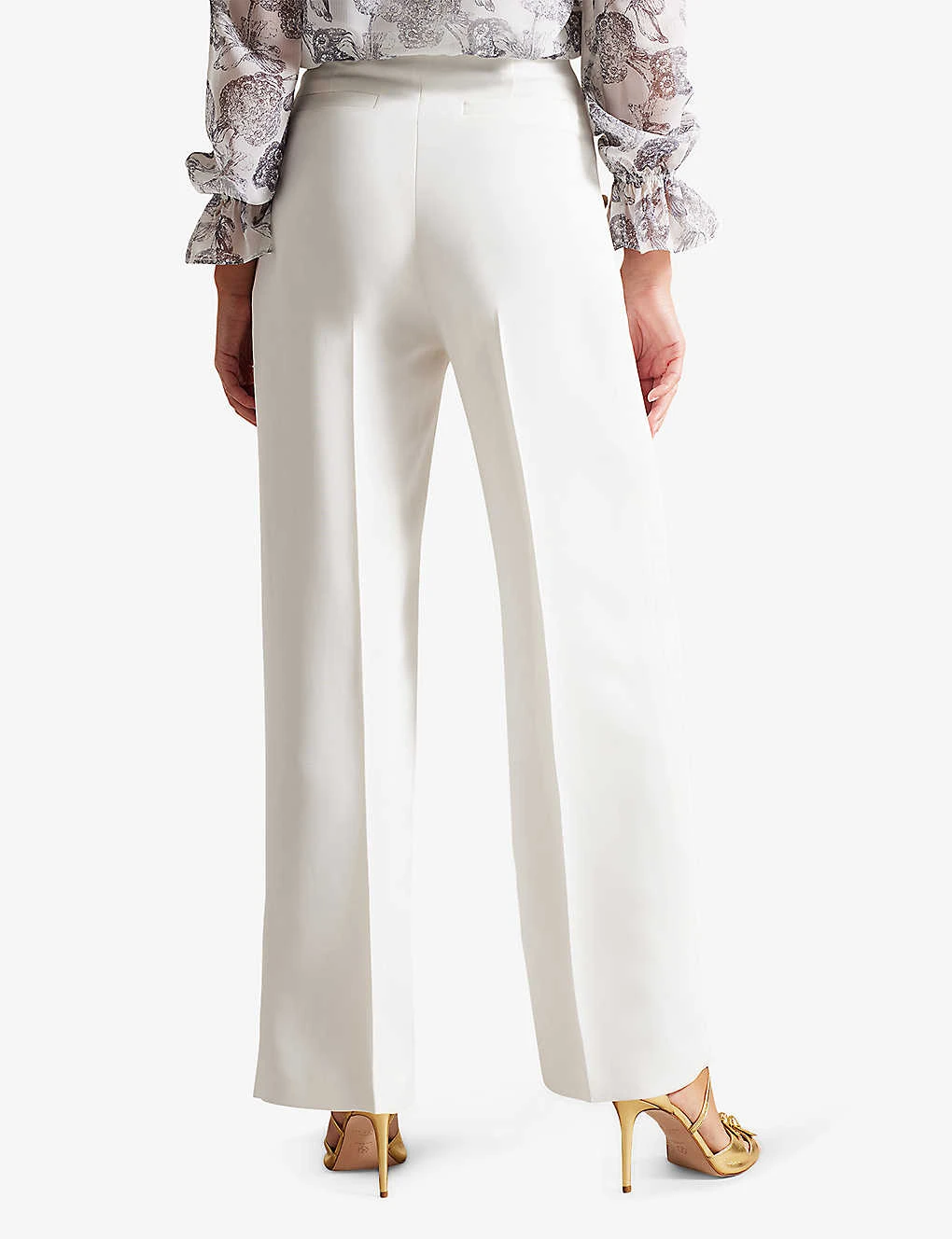 Ted Baker Llaylat Wide-leg Button-detail Twill Trousers - Image 4