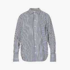 FRAME Striped Oversized Organic Cotton-poplin Shirt